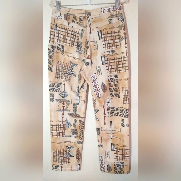 CHICO'S DESIGN WOMEN'S/MISSES SIZE 1 TAN AND BLACK DENIM JEANS FUN DESIGN - Picture 2 of 9